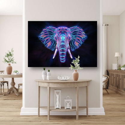 Neon holografische olifant met futuristische kleuren acrylglas