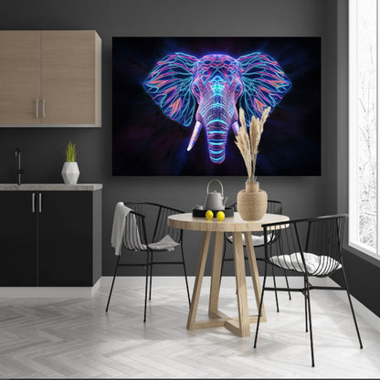 Neon holografische olifant met futuristische kleuren poster