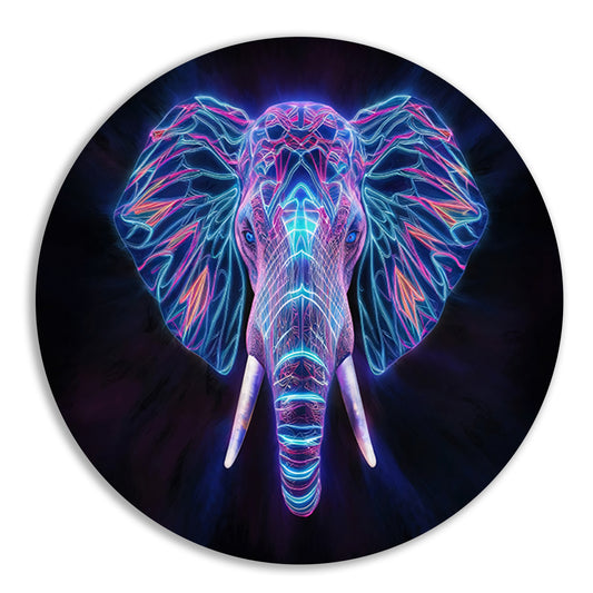 Neon holografische olifant met futuristische kleuren forex muurcirkel