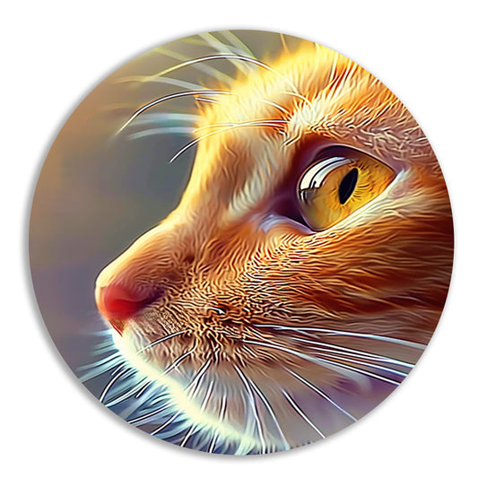 Prachtige hyperrealistische schildering van een kat aluminium muurcirkel