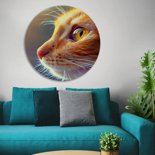 Prachtige hyperrealistische schildering van een kat aluminium muurcirkel