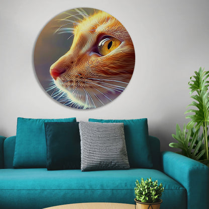 Prachtige hyperrealistische schildering van een kat aluminium muurcirkel