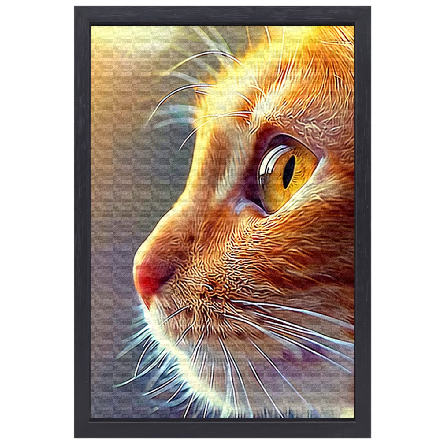 Prachtige hyperrealistische schildering van een kat canvas met baklijst