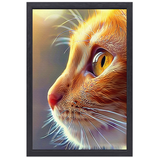 Prachtige hyperrealistische schildering van een kat canvas met baklijst