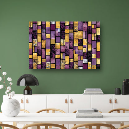 Kleurrijke abstracte rechthoekige patronen op canvas acrylglas