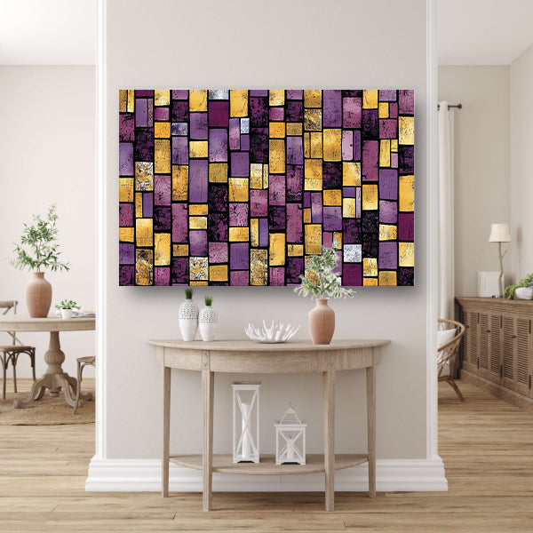 Kleurrijke abstracte rechthoekige patronen op canvas acrylglas