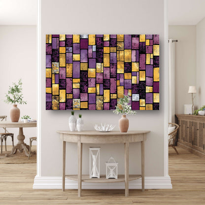 Kleurrijke abstracte rechthoekige patronen op canvas acrylglas