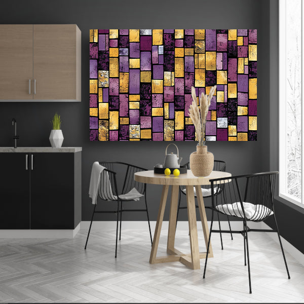 Kleurrijke abstracte rechthoekige patronen op canvas acrylglas
