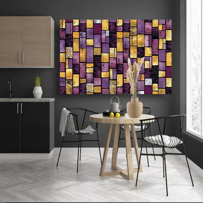 Kleurrijke abstracte rechthoekige patronen op canvas acrylglas