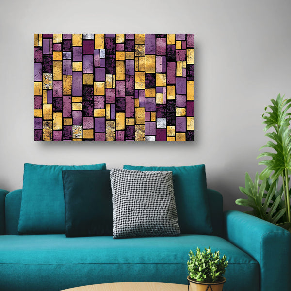 Kleurrijke abstracte rechthoekige patronen op canvas acrylglas