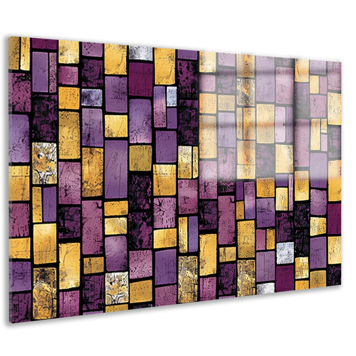 Kleurrijke abstracte rechthoekige patronen op canvas acrylglas
