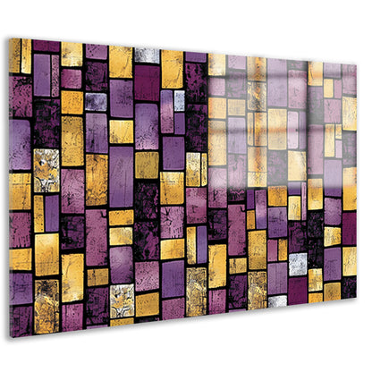 Kleurrijke abstracte rechthoekige patronen op canvas acrylglas