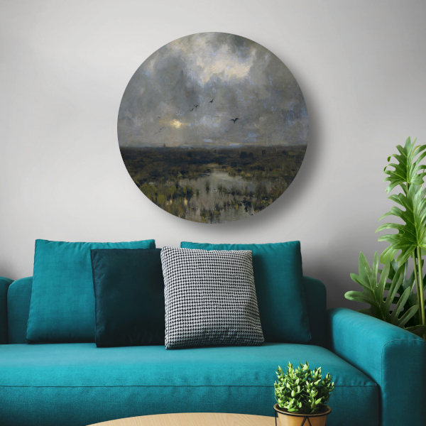 Het moeras - Anton Mauve aluminium muurcirkel