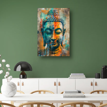 Kleurrijk Boeddha-portret in graffiti-stijl canvas
