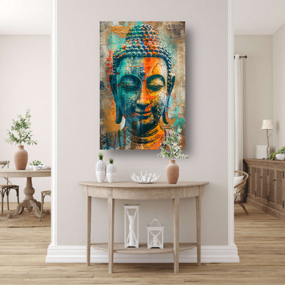 Kleurrijk Boeddha-portret in graffiti-stijl poster