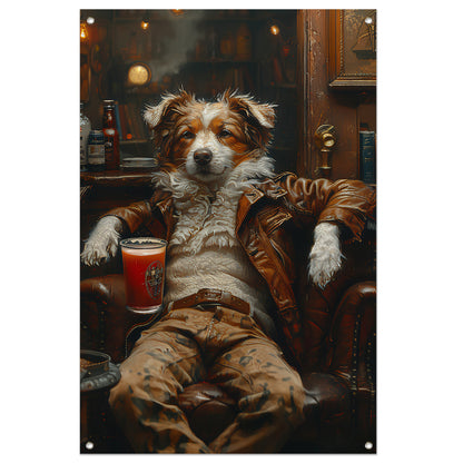Charismatische Hond in Vintage Fauteuil tuinposter