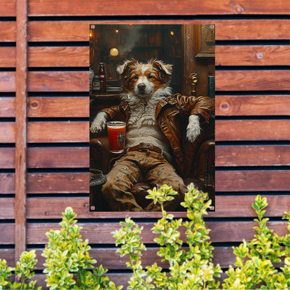 Charismatische Hond in Vintage Fauteuil tuinposter