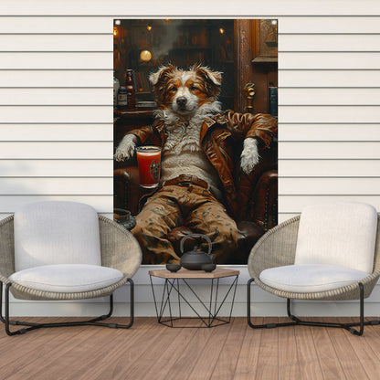 Charismatische Hond in Vintage Fauteuil tuinposter