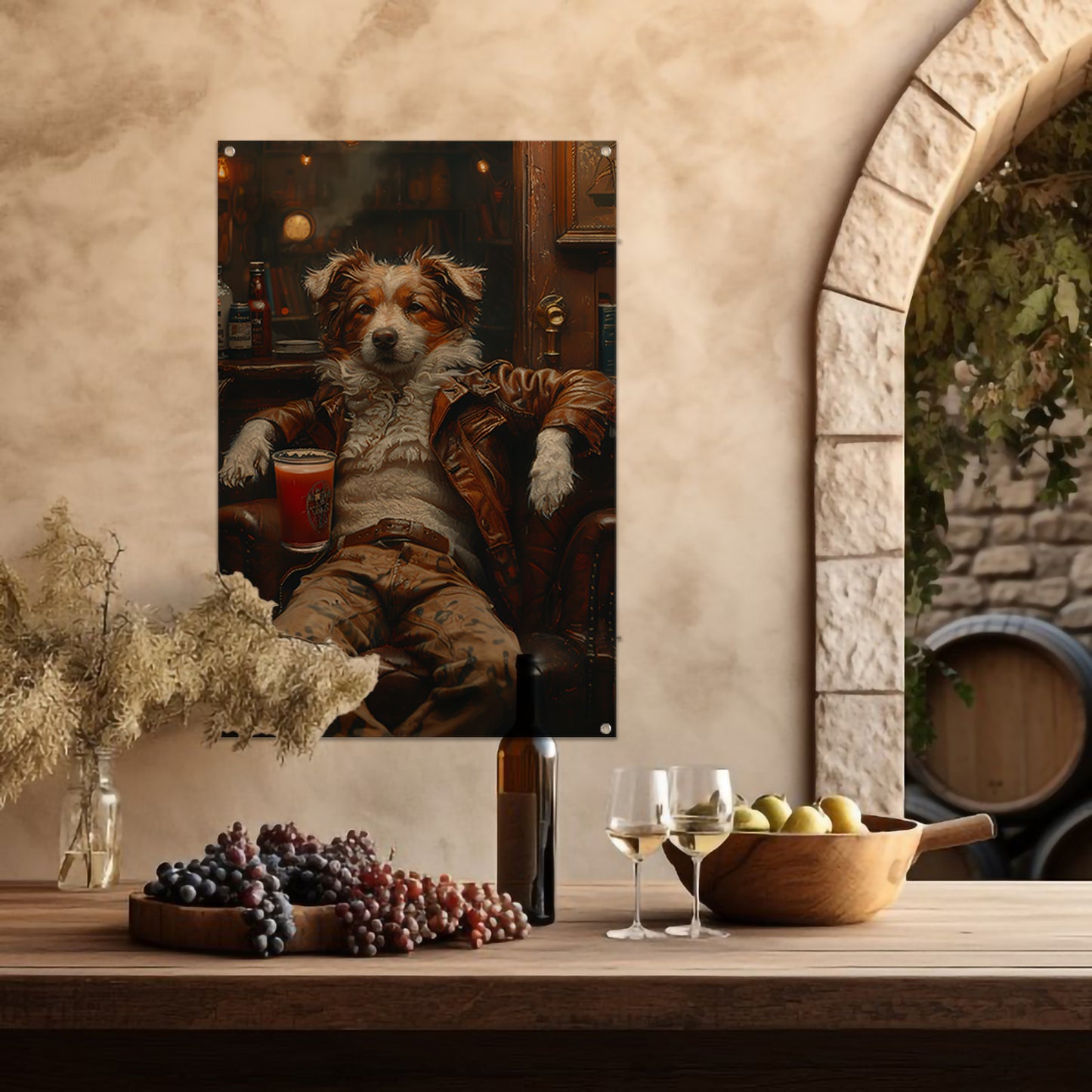 Charismatische Hond in Vintage Fauteuil tuinposter