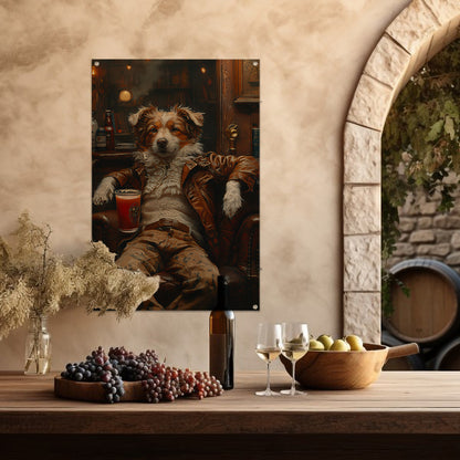 Charismatische Hond in Vintage Fauteuil tuinposter