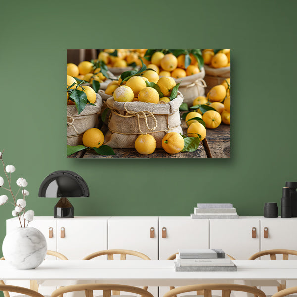 Citroenen stilleven canvas met baklijst