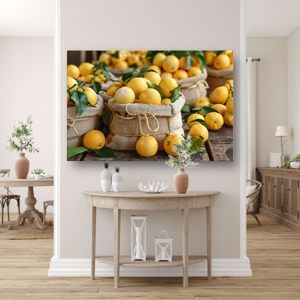 Citroenen stilleven canvas met baklijst