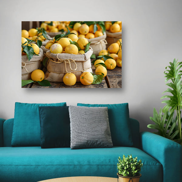 Citroenen stilleven canvas met baklijst