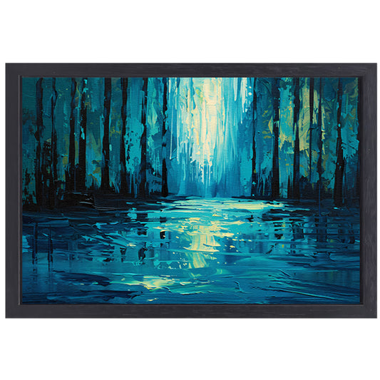 Surrealistisch boslandschap in levendige kleuren canvas met baklijst