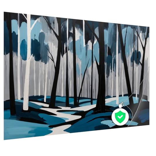 Abstract Boslandschap in Blauw en Zwart poster