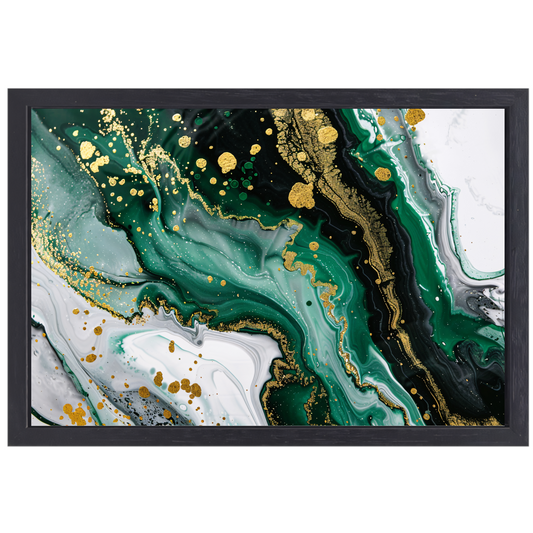 Groen Gouden Marmer Abstract Ontwerp canvas met baklijst