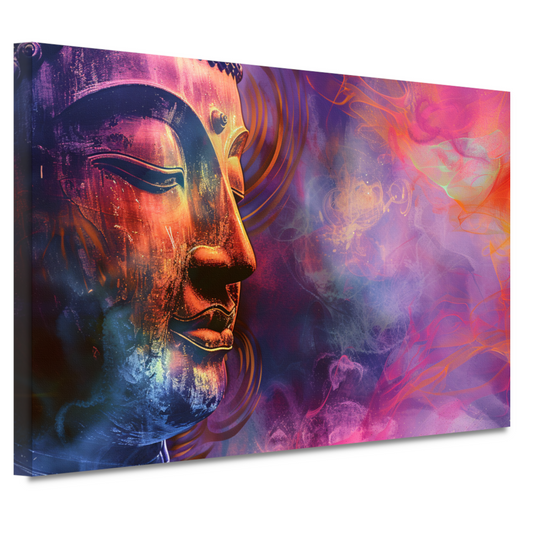 Boeddha in een Zee van Abstractie en Kleur canvas