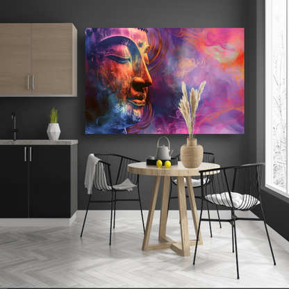 Boeddha in een Zee van Abstractie en Kleur acrylglas