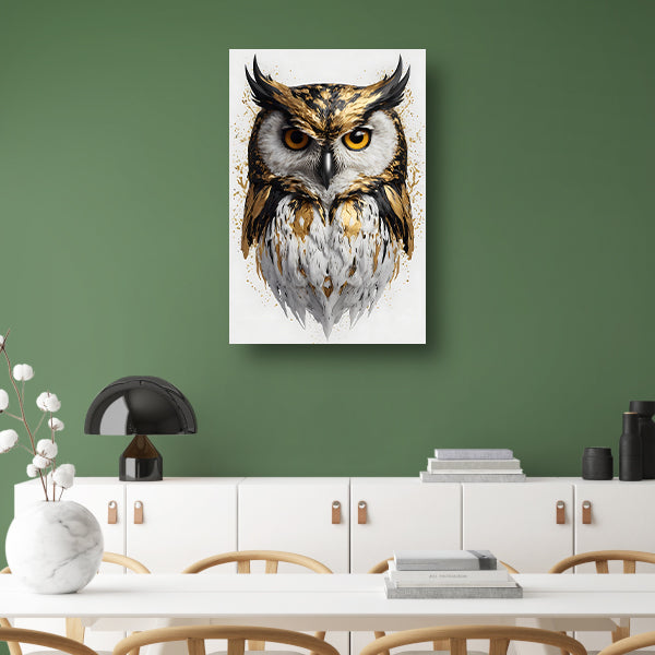 Majestueuze Gouden Uil op Wit acrylglas