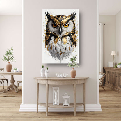 Majestueuze Gouden Uil op Wit acrylglas