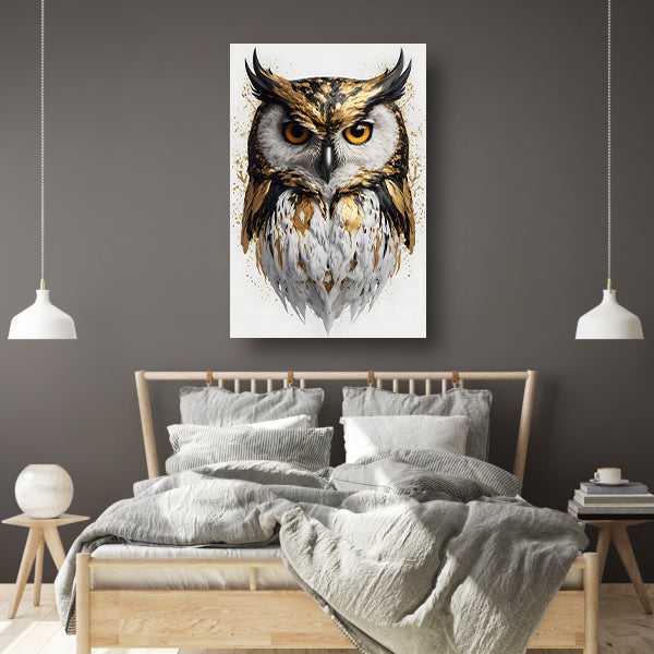 Majestueuze Gouden Uil op Wit acrylglas