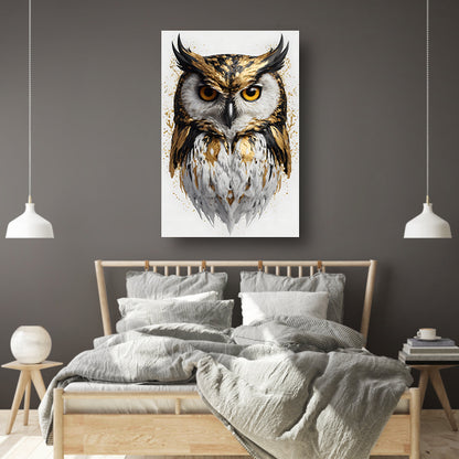 Majestueuze Gouden Uil op Wit acrylglas