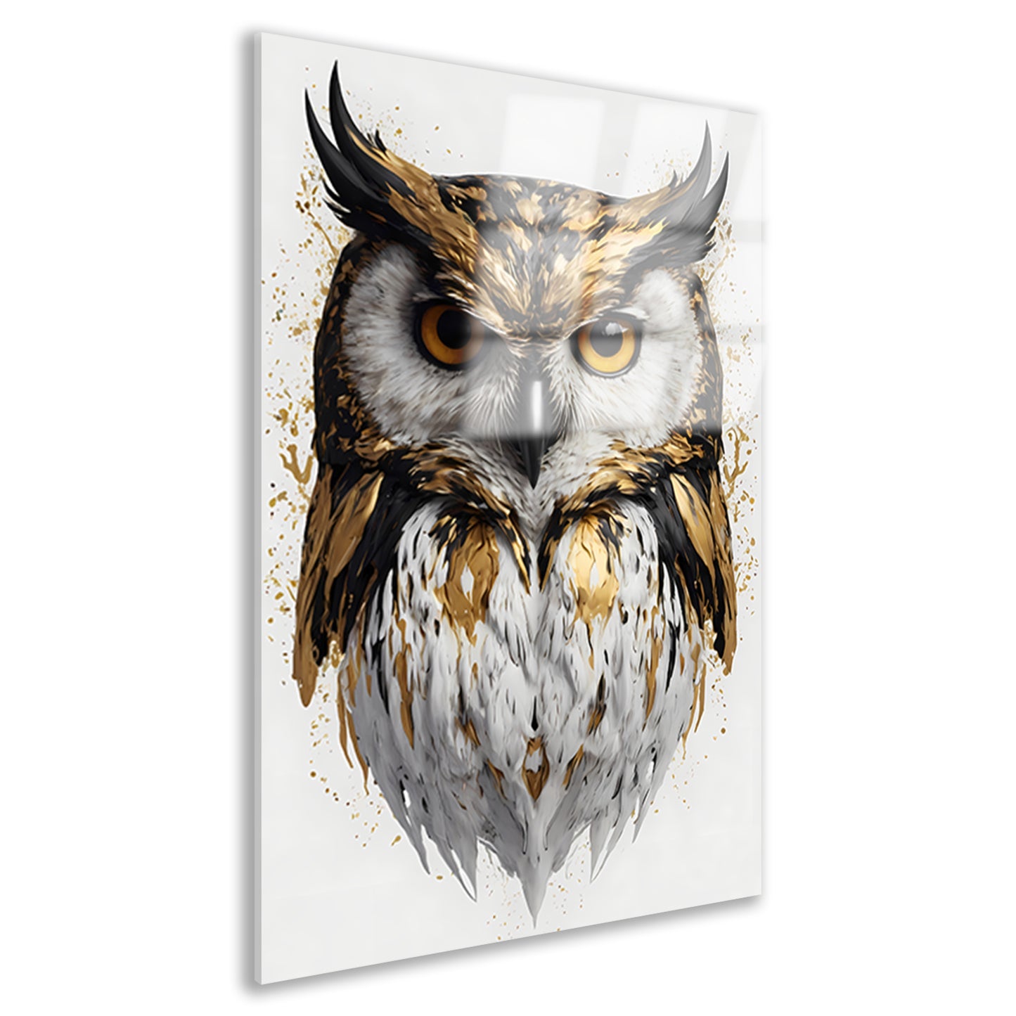 Majestueuze Gouden Uil op Wit acrylglas