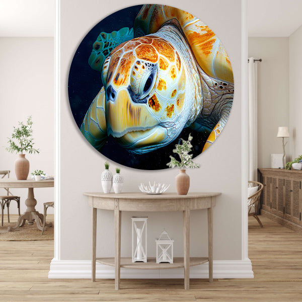 Impressionistisch zeegezicht met zonsondergang aluminium muurcirkel