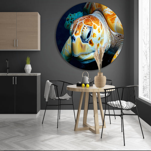 Impressionistisch zeegezicht met zonsondergang aluminium muurcirkel