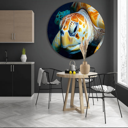 Impressionistisch zeegezicht met zonsondergang aluminium muurcirkel