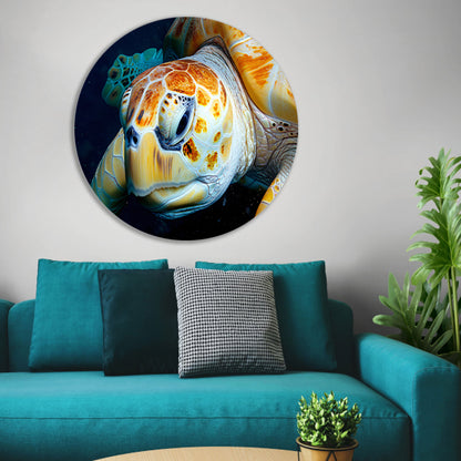 Impressionistisch zeegezicht met zonsondergang aluminium muurcirkel