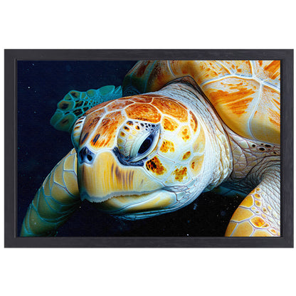 Impressionistisch zeegezicht met zonsondergang canvas met baklijst