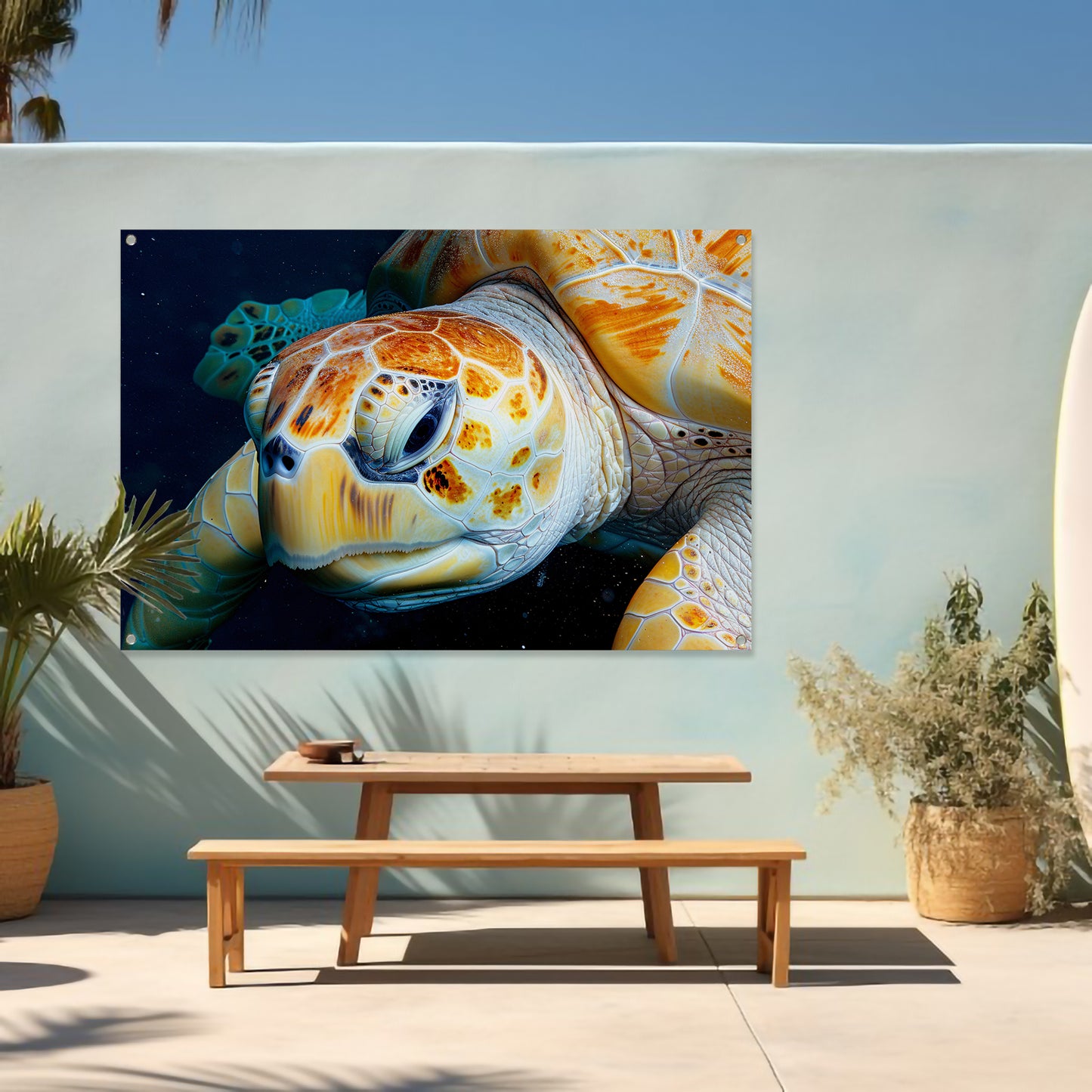 Impressionistisch zeegezicht met zonsondergang tuinposter