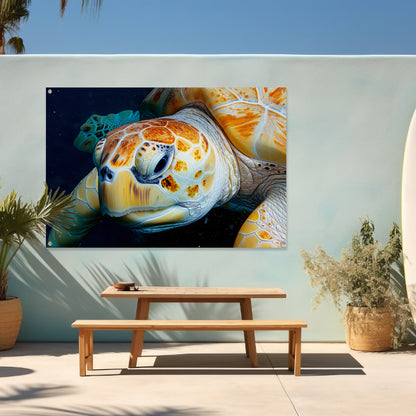 Impressionistisch zeegezicht met zonsondergang tuinposter