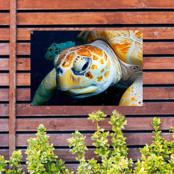 Impressionistisch zeegezicht met zonsondergang tuinposter