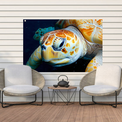 Impressionistisch zeegezicht met zonsondergang tuinposter
