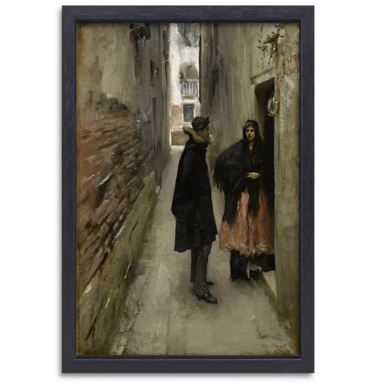 Een straat in Venetië - John Singer Sargent canvas met baklijst
