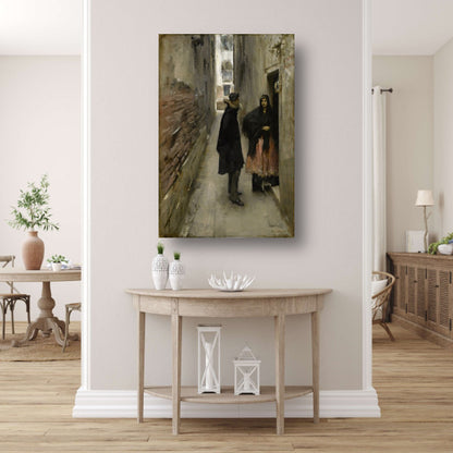 Een straat in Venetië - John Singer Sargent canvas met baklijst