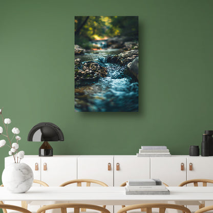 Beekje Tussen Stenen In Bos poster