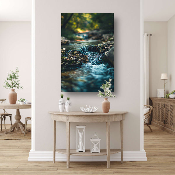 Beekje Tussen Stenen In Bos poster
